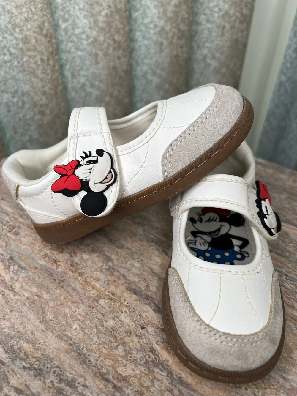 Zara White Minnie Mouse Mary Jane Walker Shoes US Baby 7 Euro 23